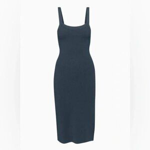 Aritzia Babaton Chase Knit Midi Dress Dark Navy Blue Size Small
